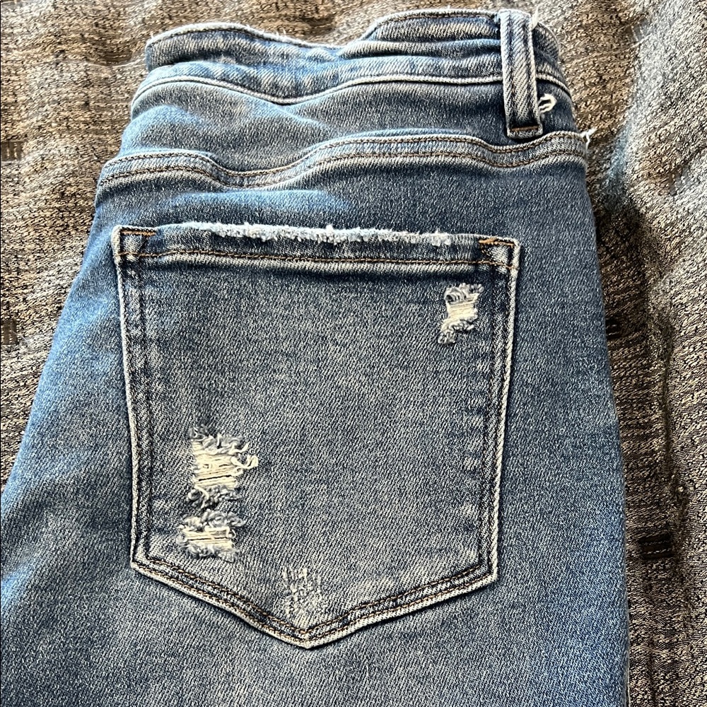 Flying Monkey Medium Blue Distressed Flare Jeans